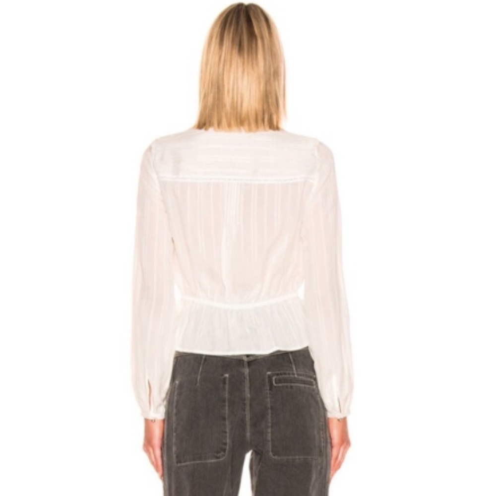 Veronica Beard Ivory Silk Peplum Drawstring Blouse NWOT! Size 2 - Picture 4 of 16